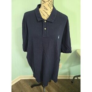 Polo Ralph Lauren Mens Pony Logo Pullover Polo Shirt XXL 2xl Blue Short Sleeve